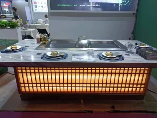 Komercyjny stół grillowy Teppanyaki ze stali stopowej z elektrostatycznym oczyszczaczem oparów