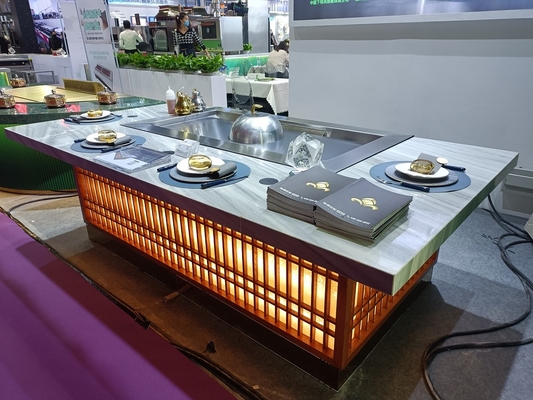 Komercyjny stół grillowy Teppanyaki ze stali stopowej z elektrostatycznym oczyszczaczem oparów