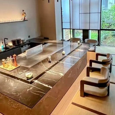 kupować Jasny kolor Prostokąt Półokrągły owalny grill Teppanyaki Stół 6-12 Stół Hibachi do siedzenia online manufacture