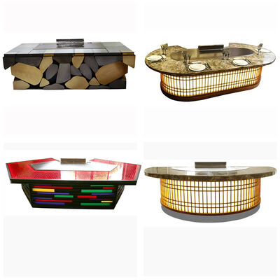 kupować Customized 11 Seat Fan Shape Teppanyaki Grill Table with 500*380mm Cooking Size for Commercial Restaurant & Hotel produkcja online