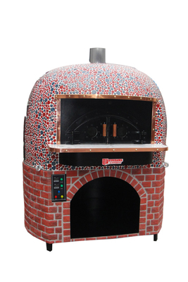 Okrągły piec do pizzy Lava Rock Wood Fire Italy z czarnymi lub czerwonymi płytkami ceramicznymi