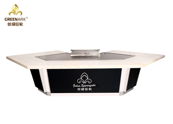 Biały marmurowy blat Japoński stół grillowy Teppanyaki 11 miejscowy grill Hibachi