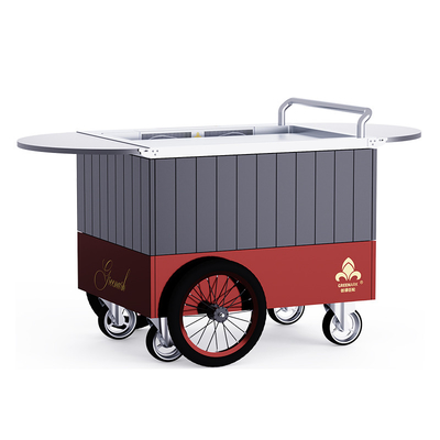 Red Mobile Teppanyaki Grill 16-calowe opracowane na zamówienie koła Wolne przemieszczanie Materiał żywnościowy Hibachi Grill Table