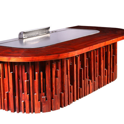 Commercial Teppanyaki Grill Table with 20mm Thick Food-Grade Alloy Steel 2200*850*800 mm and 8kw Power